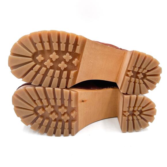 Swedish Hasbeens Suede Teddy Boots Platform Cognac Block Heel Pull On Sz 37 / 7 - Picture 9 of 10